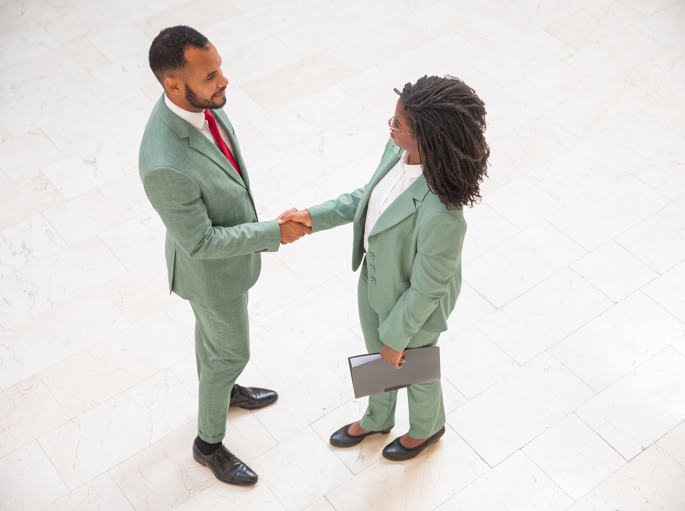 Two business partners shaking hands
