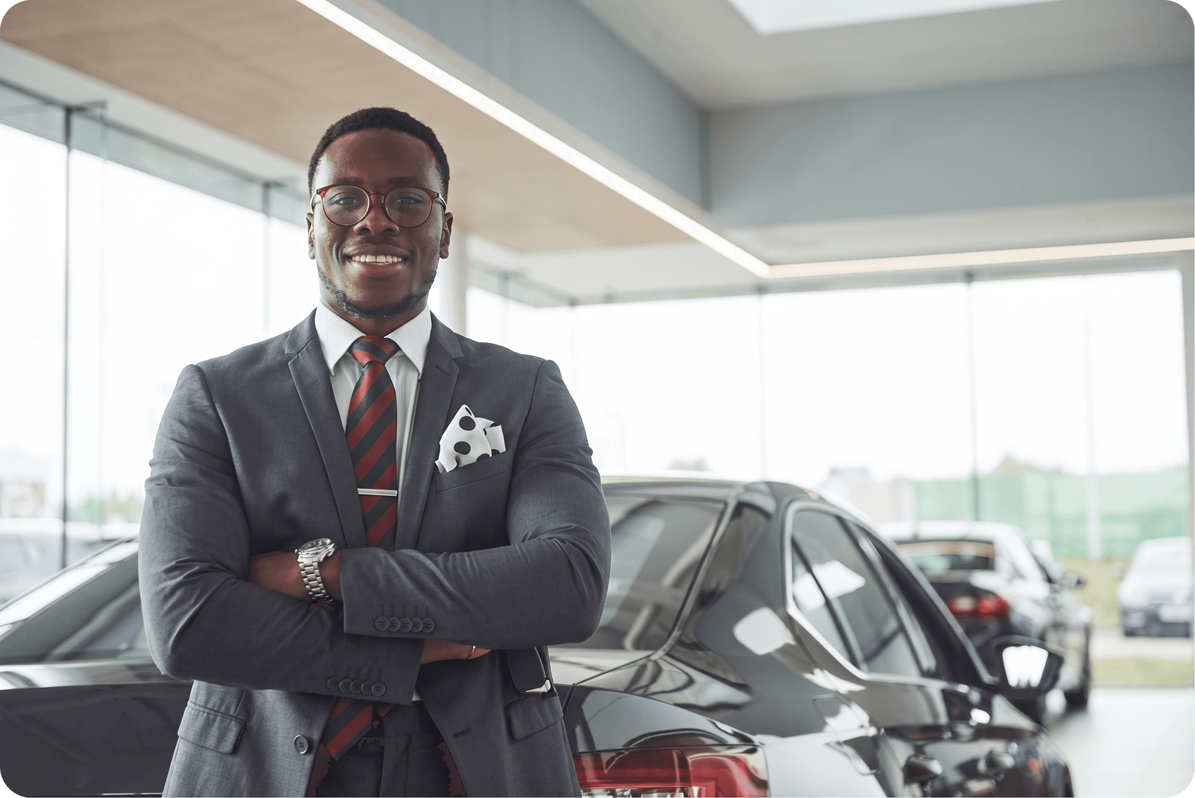 A business owner standing in his showroom